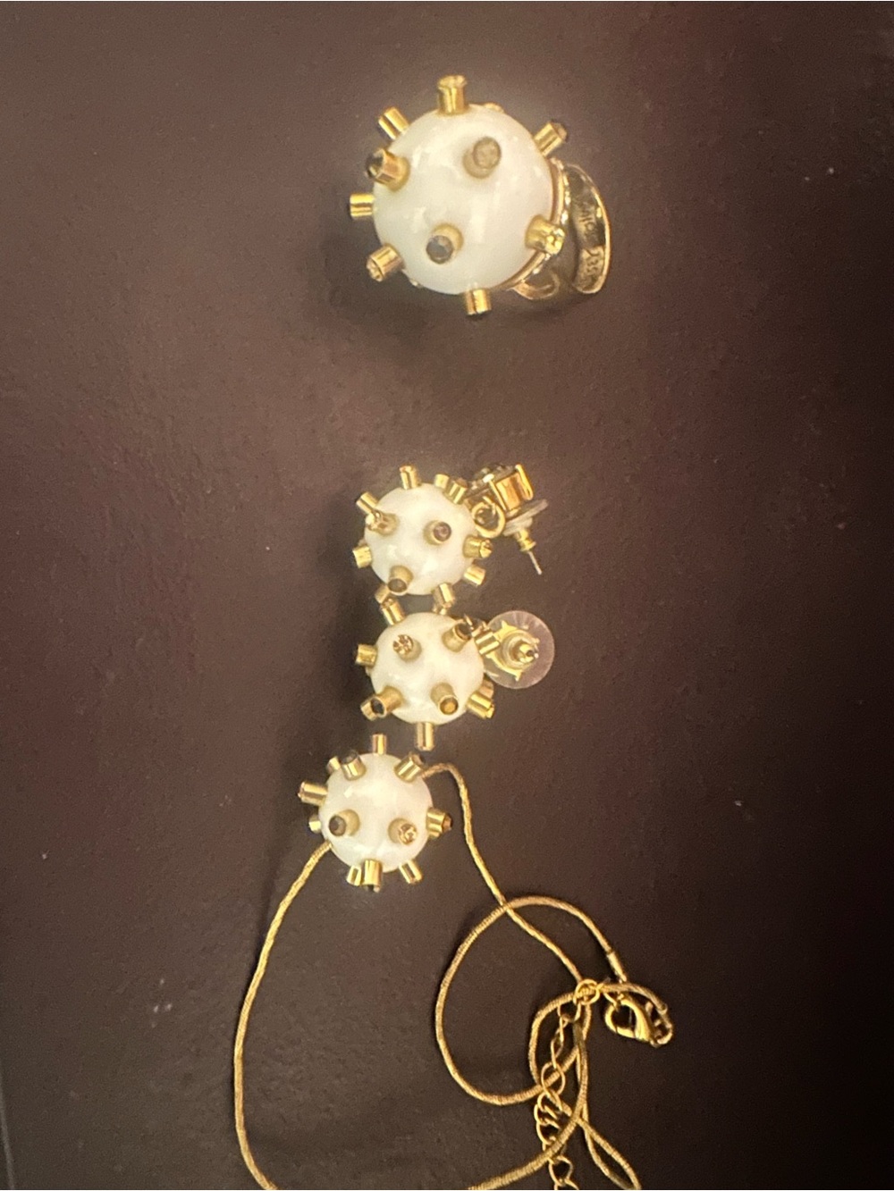 Betsey Johnson White and Gold Spike Necklace Lot
